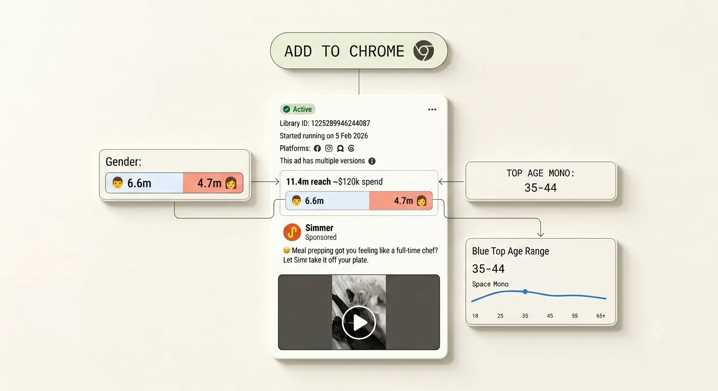 Facebook ad library video downloader Chrome extension demo