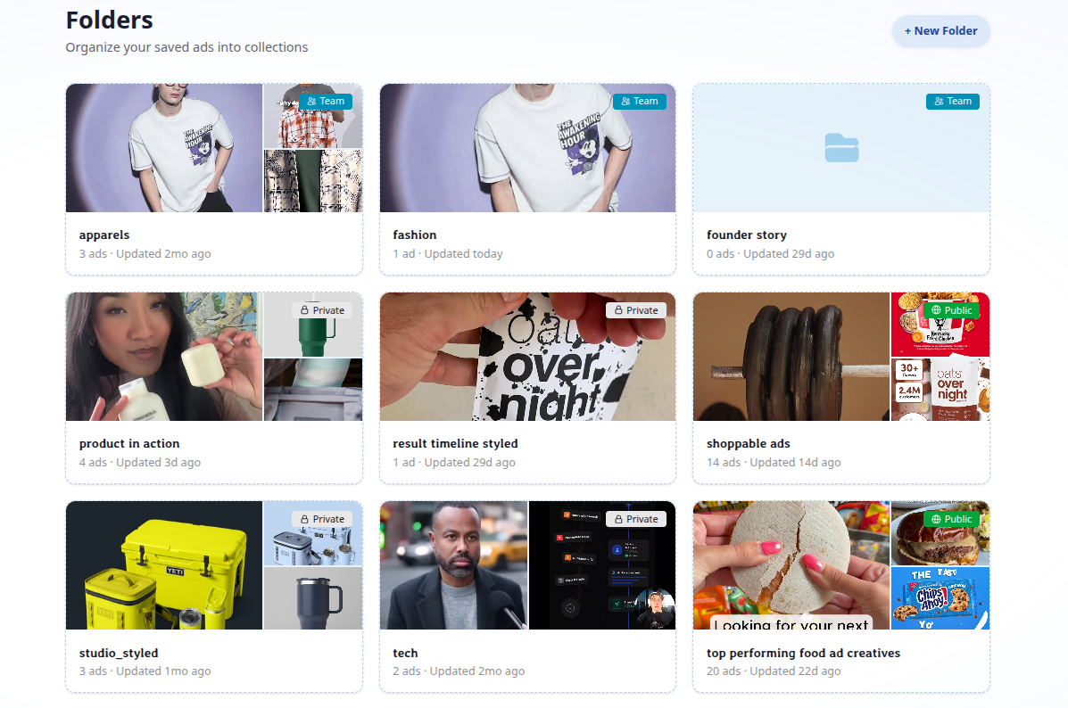 SpreshApp shared swipe file folders for team collaboration