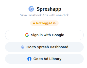 Sign in to SpreshApp via the Chrome extension popup