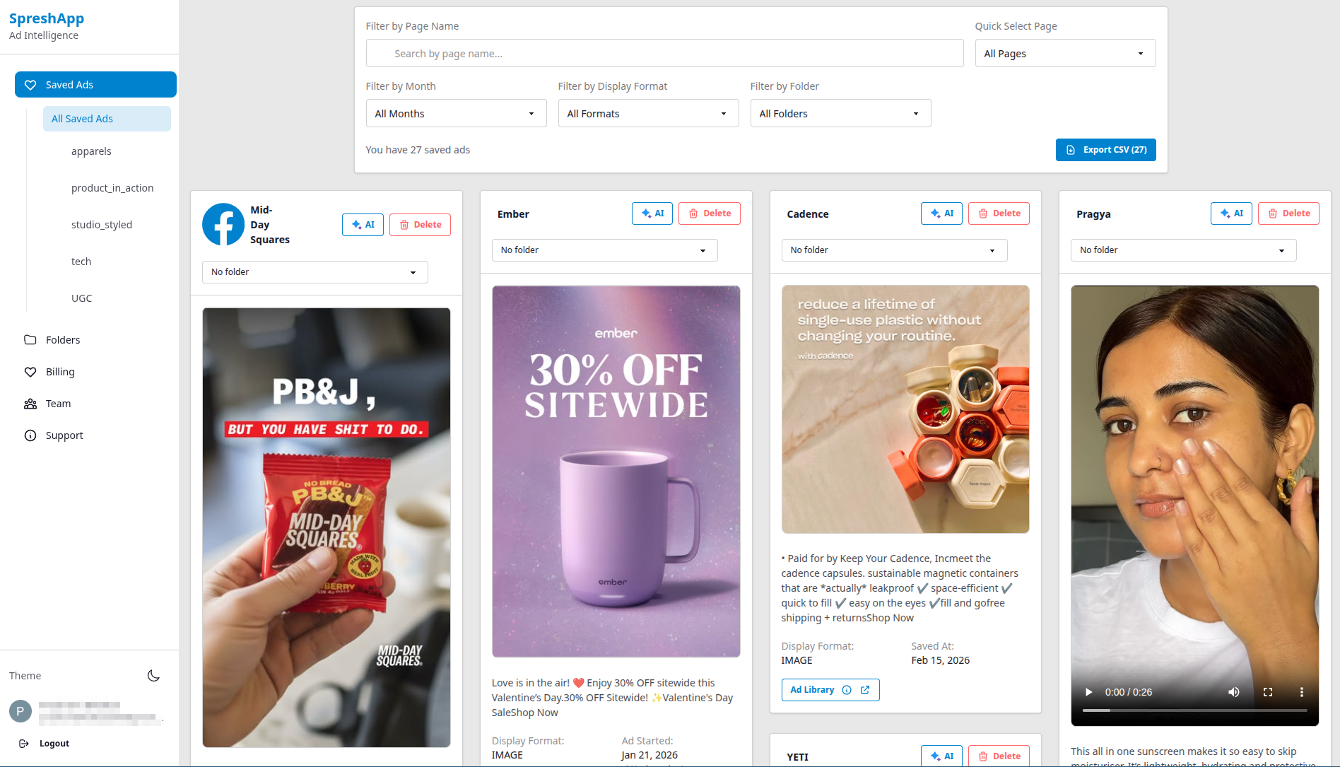Download Facebook Ads - SpreshApp Application Interface